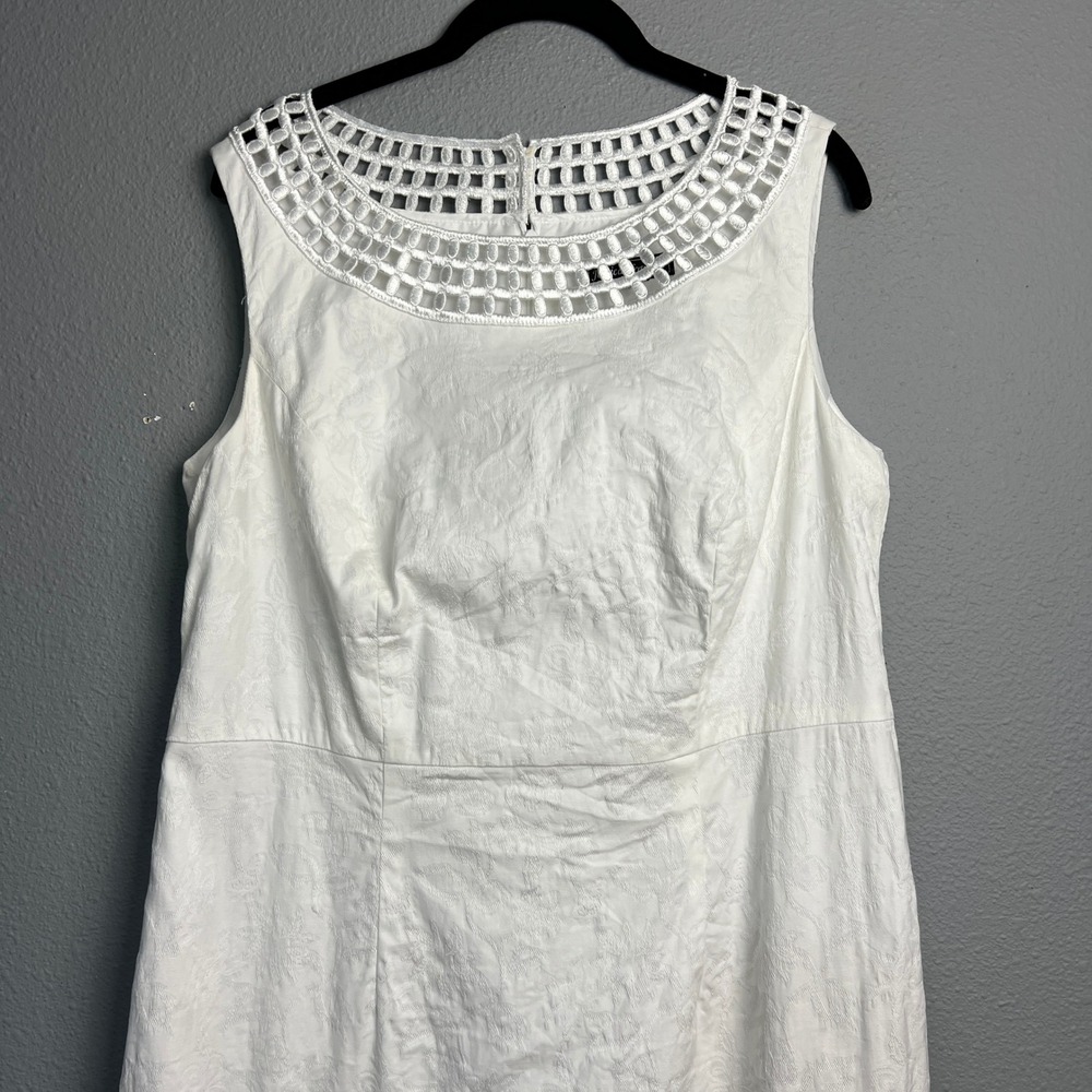 Jessica Howard White Sleeveless Dress‎ Cutout Neckline Sheath Career Party 14 - Picture 2 of 12
